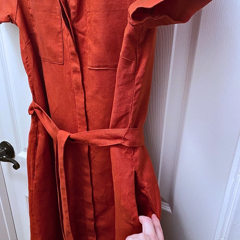 Pendleton A-Line Shirt Dress w/ POCKETS; Red Ochre, worn once!